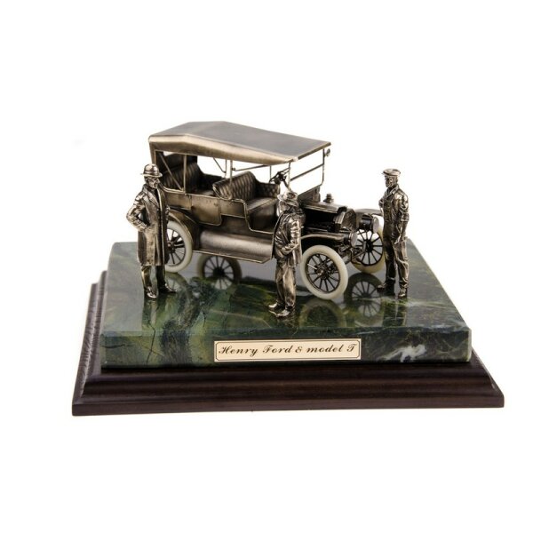 Diorama "Henry Ford mit dem Modell T" Maßstab 1:24 Bronze Patiniert